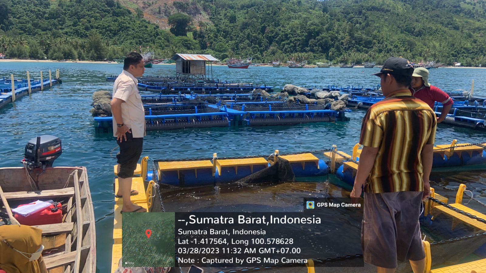 CEK FISIK BANTUAN BENIH DAN PAKAN IKAN KERAPU DARI APBD PROVINSI SUMBAR DI SUNGAI PINANG DAN SUNGAI 